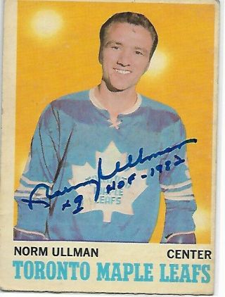 Norm Ullman - Vintage Signed Autograph 1970 Opc Toronto Maple Leafs Hockey Card