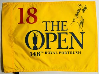 Jordan Spieth Signed Autograph 2019 British Open Golf Flag Royal Portrush