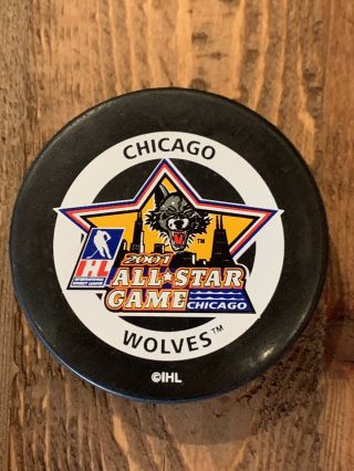2001 Chicago Wolves All Star Game Ihl Logo Hockey Puck - Moss Official Game Puck