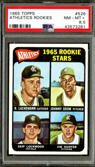 1965 Topps Baseball 526 Jim Catfish Hunter Rookie Card Psa Nm - Mt,  8.  5 Hi End