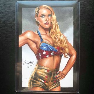 Lacey Evans Wwe Raw Smackdown 1/1 Hand Drawn Art Sketch Card Aceo Rc
