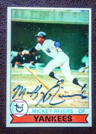 Mickey Rivers York Yankees Signed 1979 Topps 20 Authentic Autograph Nm