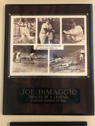 Joe Dimaggio Signed Numbered Plaque York Yankees Limited Edition
