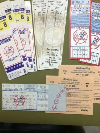 Vintage York Yankees Baseball Stubs Various Games / Years