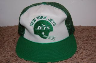Vintage York Jets Football Nfl Joe Namath Mesh Hat Ball Cap Size M - L Green