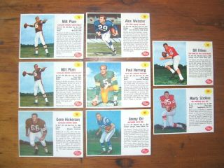 8,  Nr - Mt 1962 Post Cereal Football Cards,  6 Hornung,  30,  66,  (2) 70,  85,  98 Kilmer,  104