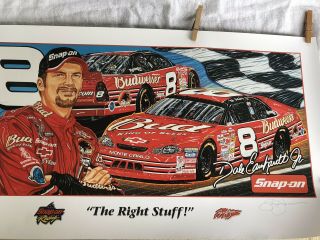 Dale Earnhardt Jr Print By Sam Bass Signed And Numbered
