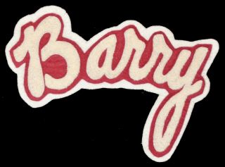 Varsity Chenille Letterman Jacket Patch 9 " X 7 " Barry Red Maroon Cream White