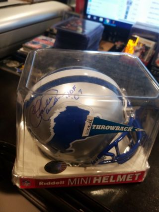 Charlie Sanders Signed Detroit Lions Mini Helmet Hof 07 Tristar Hidden Treas