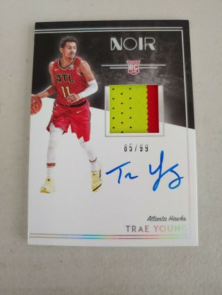 2018 - 19 Noir Trae Young 2 Color Rookie Patch Auto Rpa /99 On Card Autograph