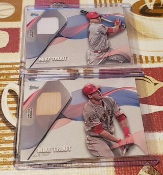 Mike Trout 2017 Topps Major League Material Relics Jersey Card And Bat Card