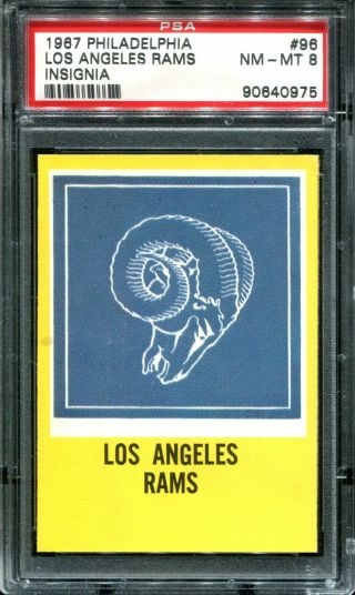 1967 Philadelphia Fb 96 Los Angeles Rams Insignia - Psa 8 Nm - Mt
