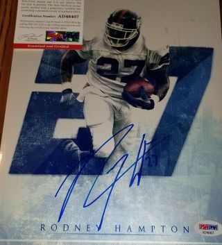 Rodney Hampton Signed Giants 8x10 Photo Authentic Autograph Psa Metallic