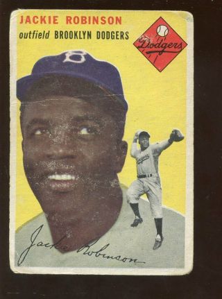 1954 Topps Baseball Card 10 Jackie Robinson Brooklyn Dodgers