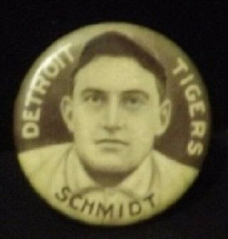 1910 - 12 Sweet Caporal Tobacco Pin 30 - B Boss Schmidt - Detroit Tigers