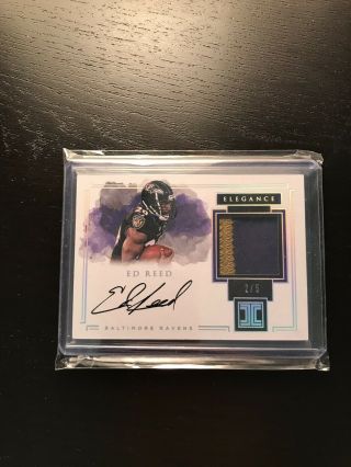 2017 Impeccable Ed Reed Elegance Retired Silver Game Patch Auto 2/5