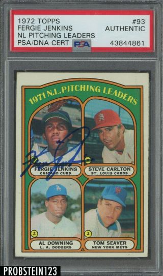 1972 Topps 93 Fergie Jenkins Chicago Cubs Hof Signed Auto Psa/dna Authentic