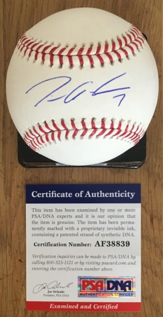 Tim Anderson With 7 Licensed Psa/dna Authenticated Signed Manfred Baseball