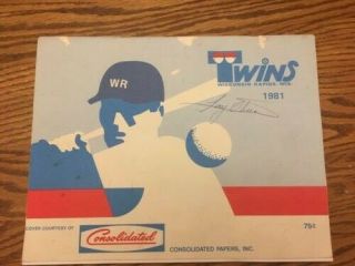 1981 Wisconsin Rapids Twins Baseball Program Autographed By Tony Oliva