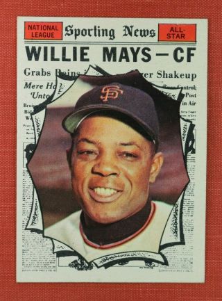 ∎ 1961 Topps Baseball Card Willie Mays As High 579 Near - Card