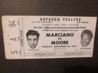 9/20/1955 Ticket - " Rocky Marciano Vs Archie Moore " - Rocky 