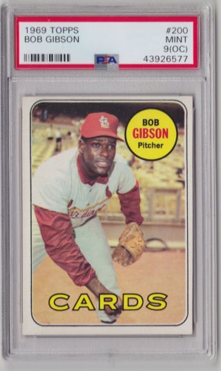 1969 Topps Bob Gibson St.  Louis Cardinals 200 Baseball Card Psa 9 O/c