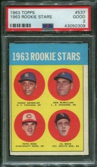 1963 Topps 537 Pete Rose Rookie Card Psa 2 Good