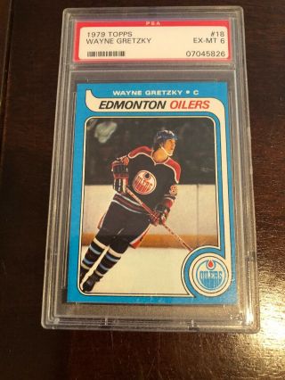 1979 - 80 Topps Hockey 18 Wayne Gretzky Rc Rookie Oilers Psa 6 Ex - Mt Nhl Hof