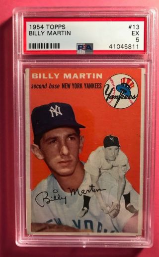1954 Topps 13 Billy Martin Yankees Psa 5 Ex Centered Vibrant Color