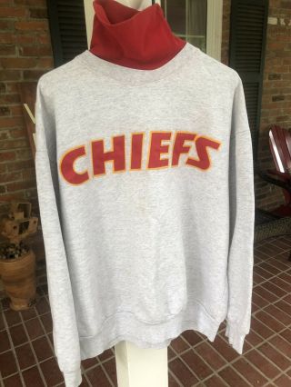 Vintage 80s Kansas City Chiefs Sweatshirt Size Xl Spell Out Kc Nfl Majestic