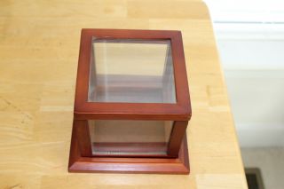 Glass Display Case With Wood Base and Mirrored Back Square Cube 2