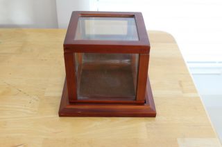 Glass Display Case With Wood Base and Mirrored Back Square Cube 3