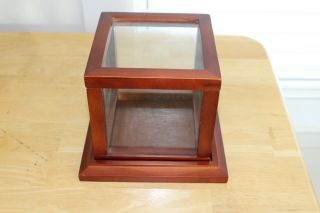 Glass Display Case With Wood Base and Mirrored Back Square Cube 4