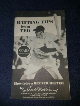 1965 Sears Roebuck & Co Batting Tips From Ted Williams Chairman Sports Advisory