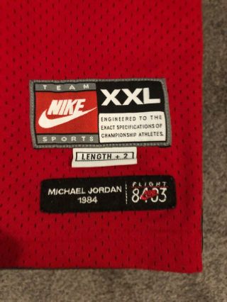Nike 1984 Flight 8403 Michael Jordan Chicago Bulls 23 Jersey XXL Length 6