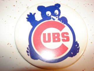 Vintage Chicago Cubs Cubbie Bear Pin Pinback App.  3 1/2 Across
