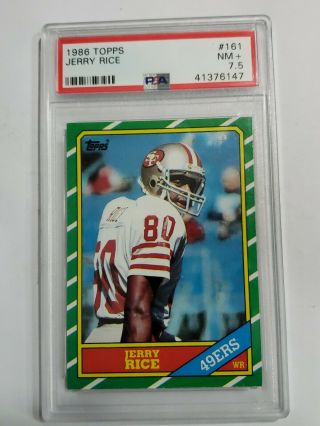 1986 Topps 161 Jerry Rice Rookie Card 49ers Psa 7.  5 Nm,