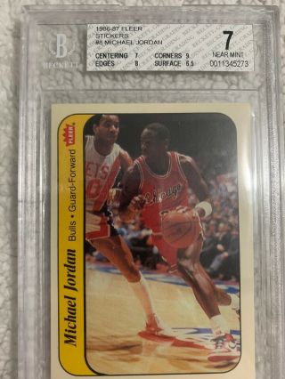 1986 - 1987 Fleer Stickers Michael Jordan Chicago Bulls 8 Basketball Card