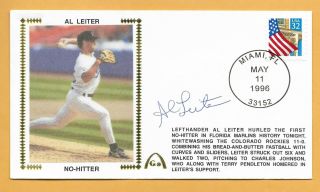 Al Leiter No Hitter Autographed Gateway Stamp Envelope Miami Postmark - Marlins