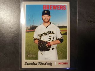 2019 Topps Heritage High Number Brandon Woodruff Mini Parallel /100 Brewers 580