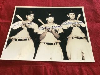Joe Dimaggio,  Mickey Mantle And Ted Williams Autographed 8x10.  Certified