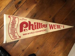 Vintage 1980 Philadelphia Phillies Word Champions Pennant