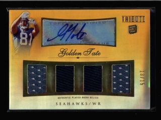 Golden Tate 2010 Topps Tribute Gold Rookie Quad Jersey Auto 13/15 K9108