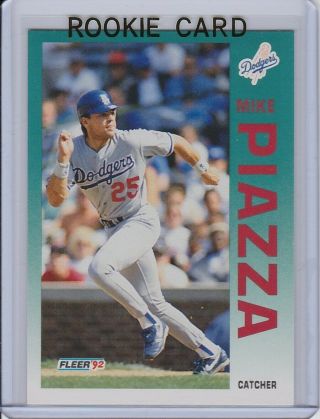Fleer 1992 Mike Piazza Los Angeles Dodgers U92 Rookie Card