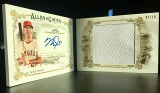 2017 Topps Allen & Ginter Mike Trout Autographed Relic Book Card /10
