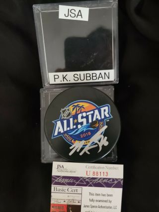 P.  K.  Subban Allstar Autographed Hockey Puck Signed Certified Jsa Auto