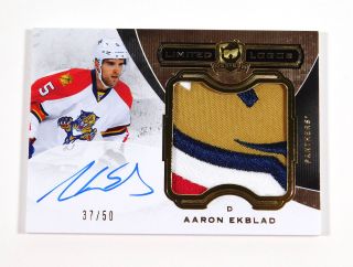 2014 - 15 Ud The Cup Aaron Ekblad Limited Logos On Card Auto 4 Color Patch /50