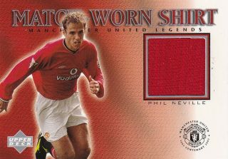 Epl - 2002 Upper Deck Manchester United Match Worn Shirt Card - Phil Neville.