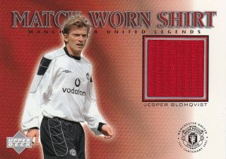 Epl 2002 Upper Deck Manchester United Match Worn Shirt Card - Jesper Blomqvist.