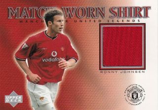 Epl - 2002 Upper Deck Manchester United Match Worn Shirt Card - Ronny Johnsen.